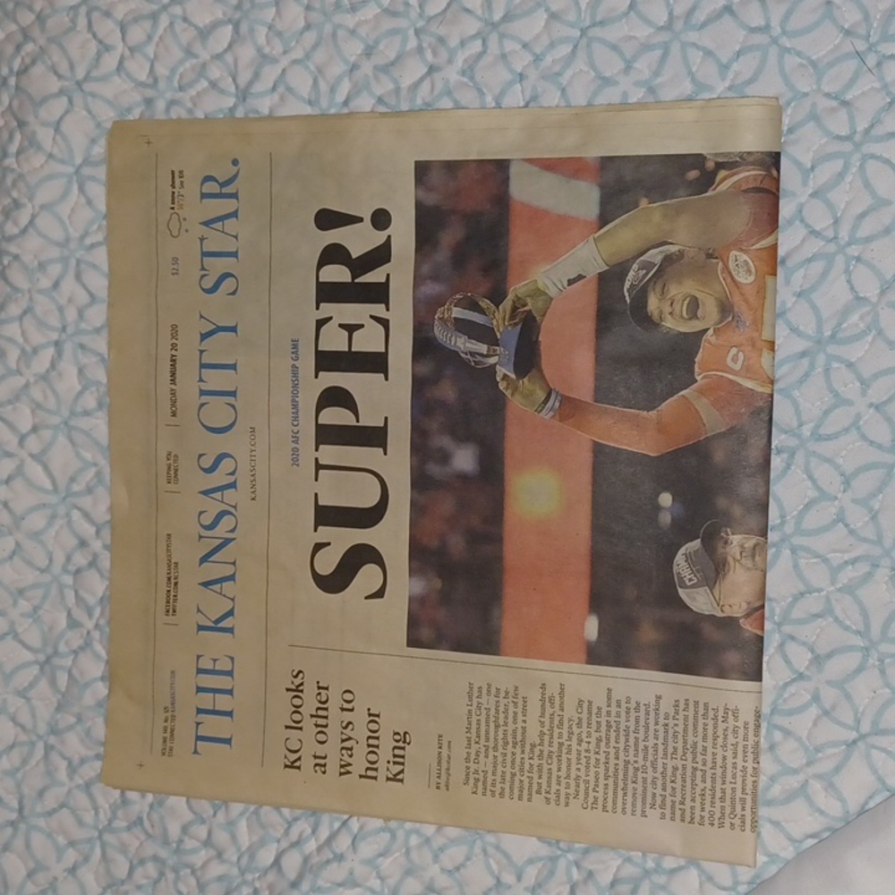 The Kansas City Star with Kansas City Chiefs AFC Champions 1/20/2020